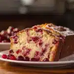 Freshly baked Cranberry Orange Loaf with vibrant orange zest and cranberries.
