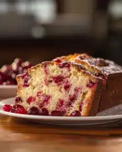 Freshly baked Cranberry Orange Loaf with vibrant orange zest and cranberries.