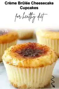 Crème Brûlée Cheesecake Cupcakes with caramelized sugar topping