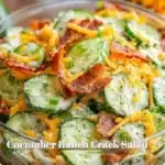 Bowl of Cucumber Ranch Crack Salad with fresh cucumbers and ranch dressing