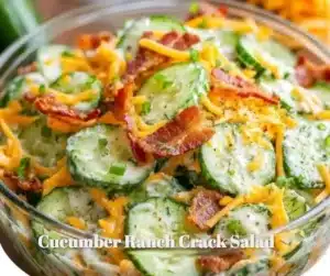 Bowl of Cucumber Ranch Crack Salad with fresh cucumbers and ranch dressing