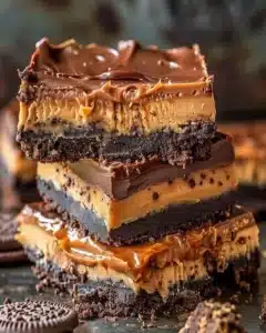 Dulce de leche chocolate cheesecake bars with a rich, creamy texture.
