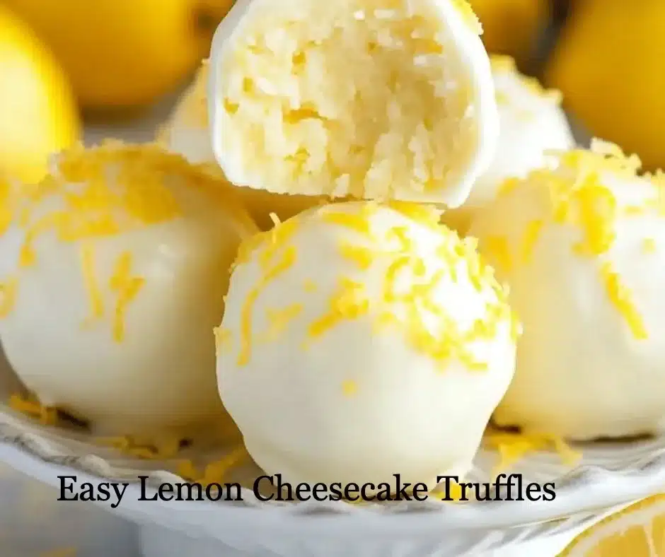 Delicious easy lemon cheesecake truffles with a creamy filling and lemon zest