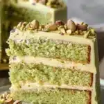 Elegant White Chocolate Pistachio Cake with decorative toppings and layers