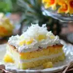 Delicious Hawaiian Pineapple Cake decorated with fresh pineapple slices