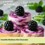 Delicious Blackberry Mini Cheesecakes topped with fresh blackberries.