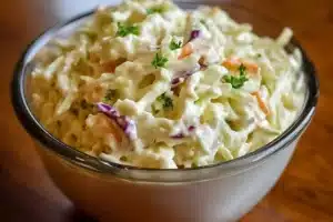 Delicious homemade KFC-style coleslaw served in a bowl.