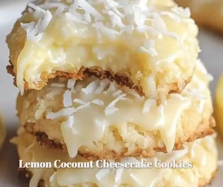 Lemon Coconut Cheesecake Cookies on a plate
