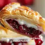 Flaky Cherry Cream Cheese Danish Pastries with cherry topping and cream filling
