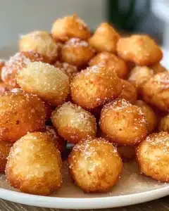 Freshly made New Orleans-style beignets dusted with powdered sugar