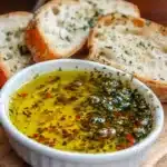 Olive oil dip served with warm bread, perfect for sharing.