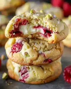 Raspberry Pistachio Cookies with vibrant colors and rich textures