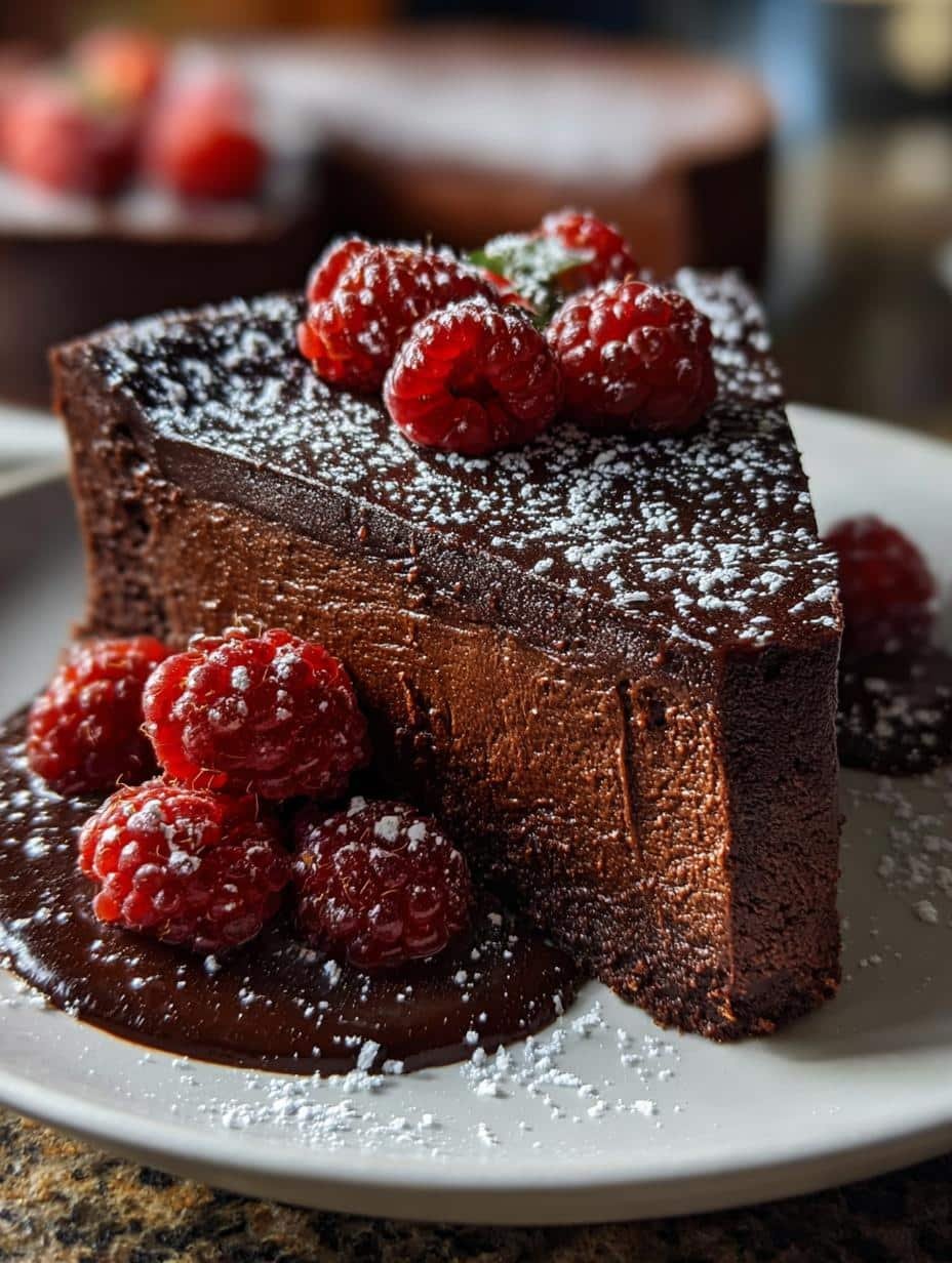Flourless Chocolate Torte with Raspberries: A Decadent Delight 3 Flourless Chocolate Torte with Raspberries: A Decadent Delight - Flourless Chocolate Torte with - additional detail