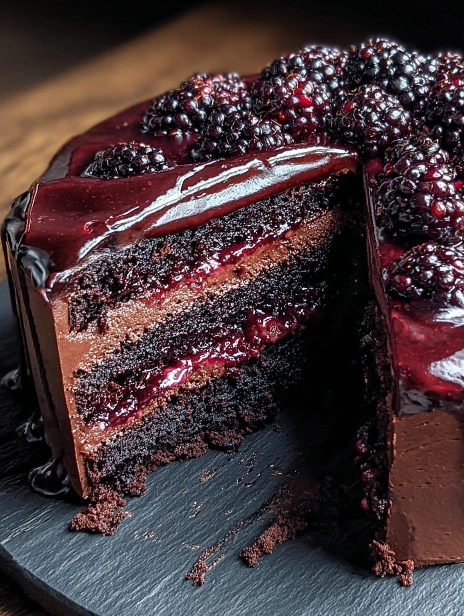 Indulge Dark Chocolate Blackberry Cake: 20 Min Prep - Indulge Dark Chocolate Blackberry - additional detail