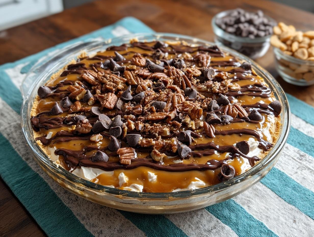 Tempting Turtle Cheesecake Dip Recipe - Creamy Turtle Cheesecake Dip with Chocolate and Caramel