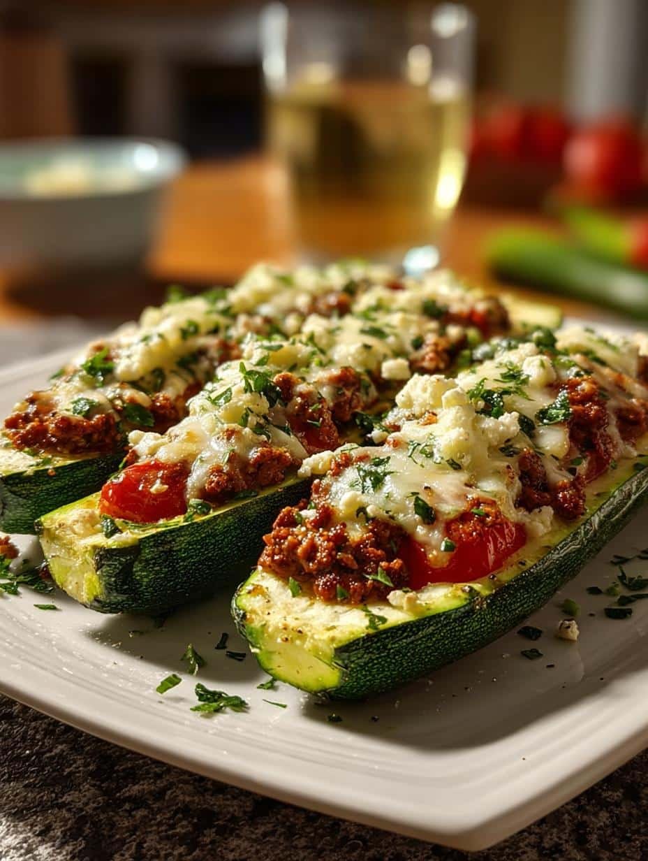 Zucchini Boats Stuffed with Ground Beef and Rice Recipe 3 Zucchini Boats Stuffed with Ground Beef and Rice Recipe - Zucchini Boats Stuffed with - additional detail
