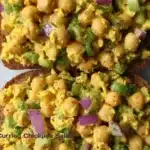 Delicious and healthy curried chickpea salad in a bowl