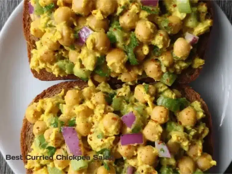 Delicious and healthy curried chickpea salad in a bowl