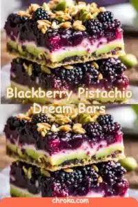 Delicious Blackberry Pistachio Dream Bars with vibrant blackberries and crunchy pistachios.