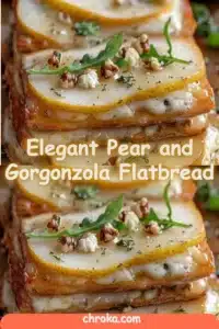 Elegant Pear and Gorgonzola Flatbread garnished with fresh herbs