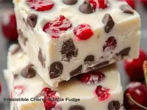 Delicious Cherry Garcia Fudge with chocolate and cherries