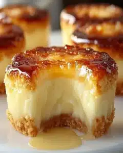 Irresistible Mini Crème Brûlée Cheesecakes topped with caramelized sugar