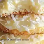 Lemon Coconut Cheesecake Cookies on a plate showcasing their deliciousness.