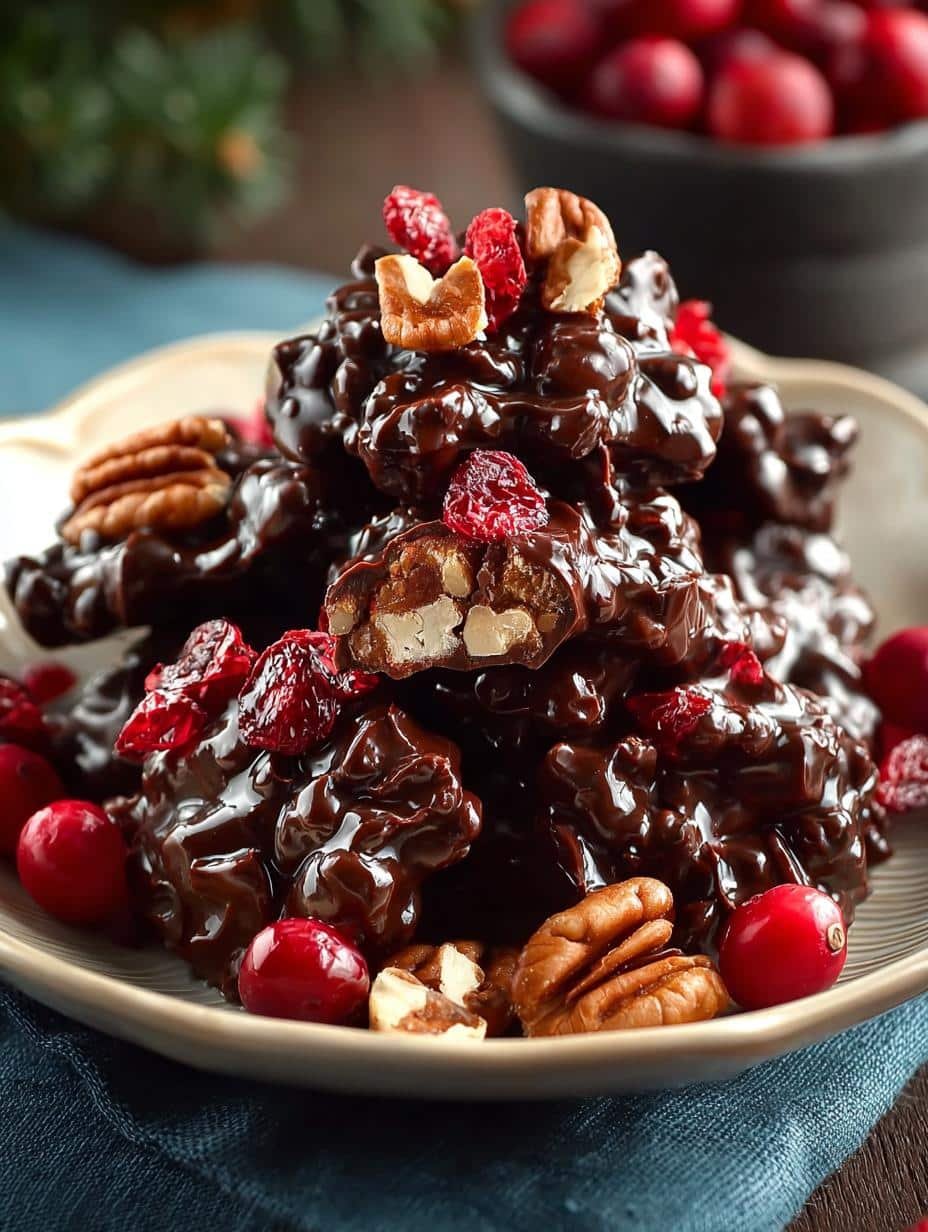 Irresistible Chocolate Pecan Cranberry Clusters Recipe - Chocolate Pecan Cranberry Clusters - additional detail