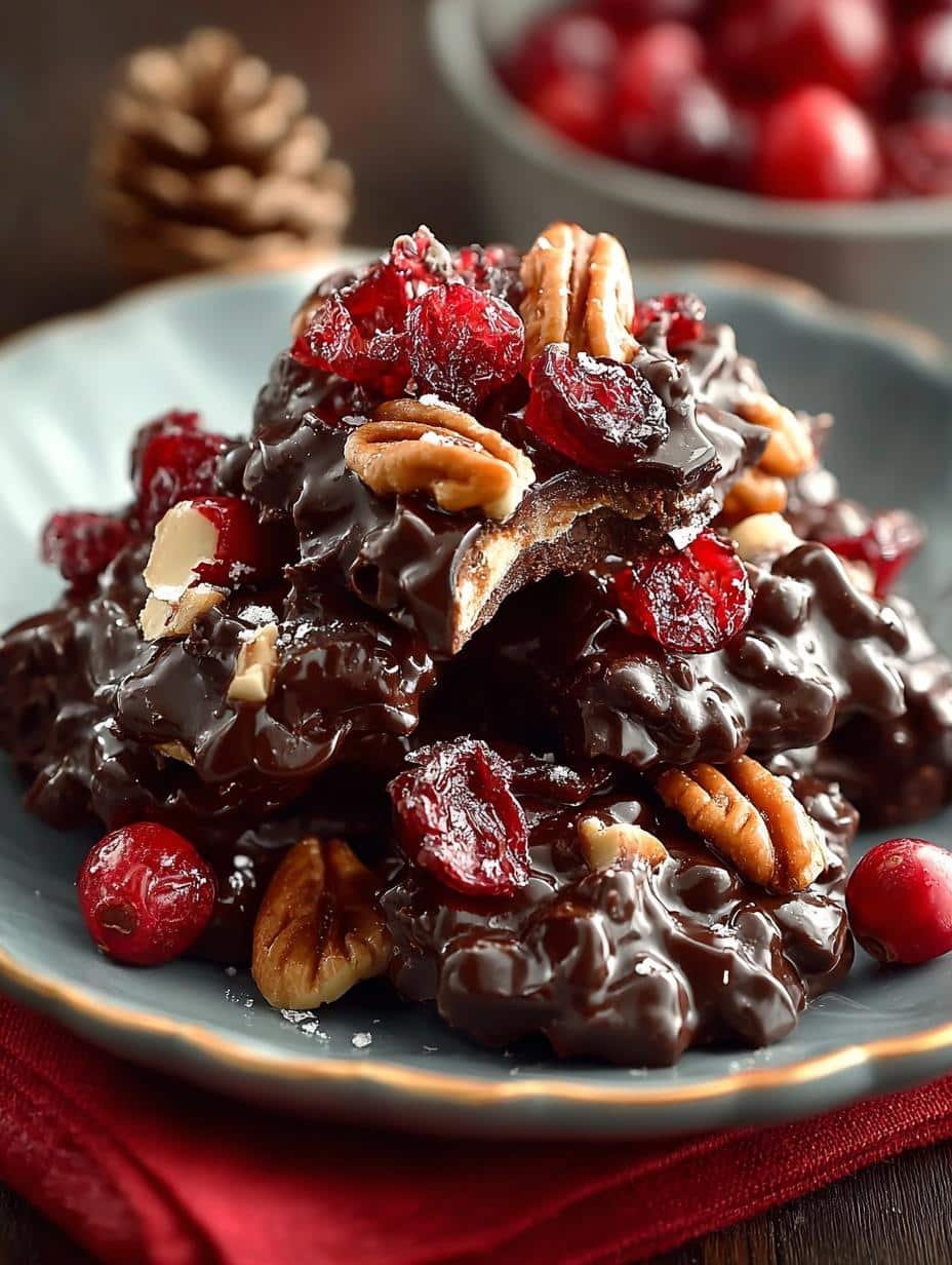 Chocolate Pecan Cranberry Clusters