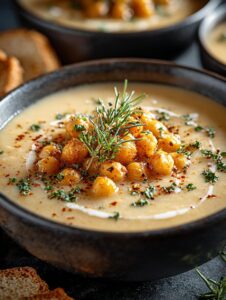 Creamy Garlic Chickpea Soup