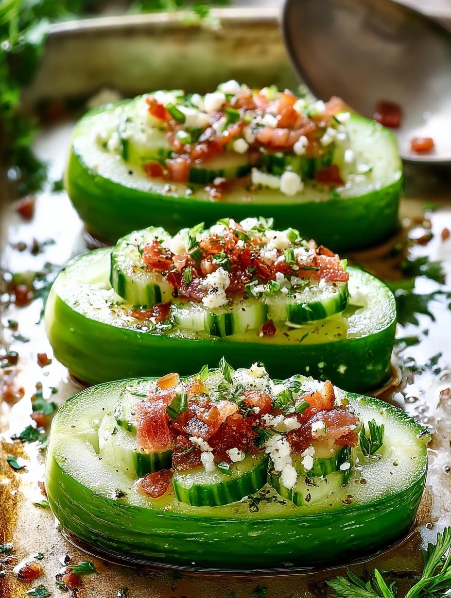 Delicious Cucumber Boats Stuffed with Creamy Goodness - Cucumber Boats - main visual representation