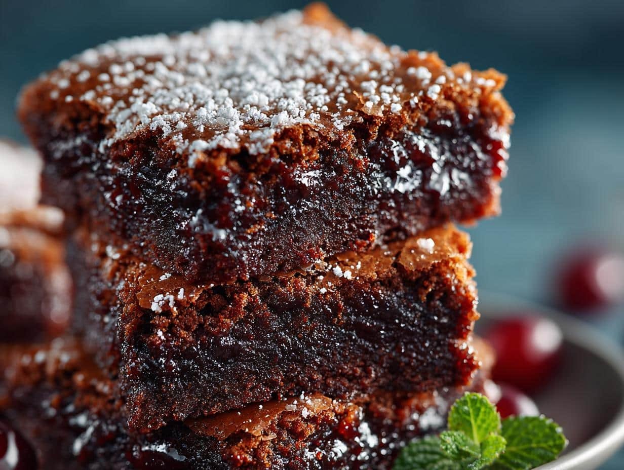 Irresistible gingerbread brownies fresh from the oven on a cooling rack