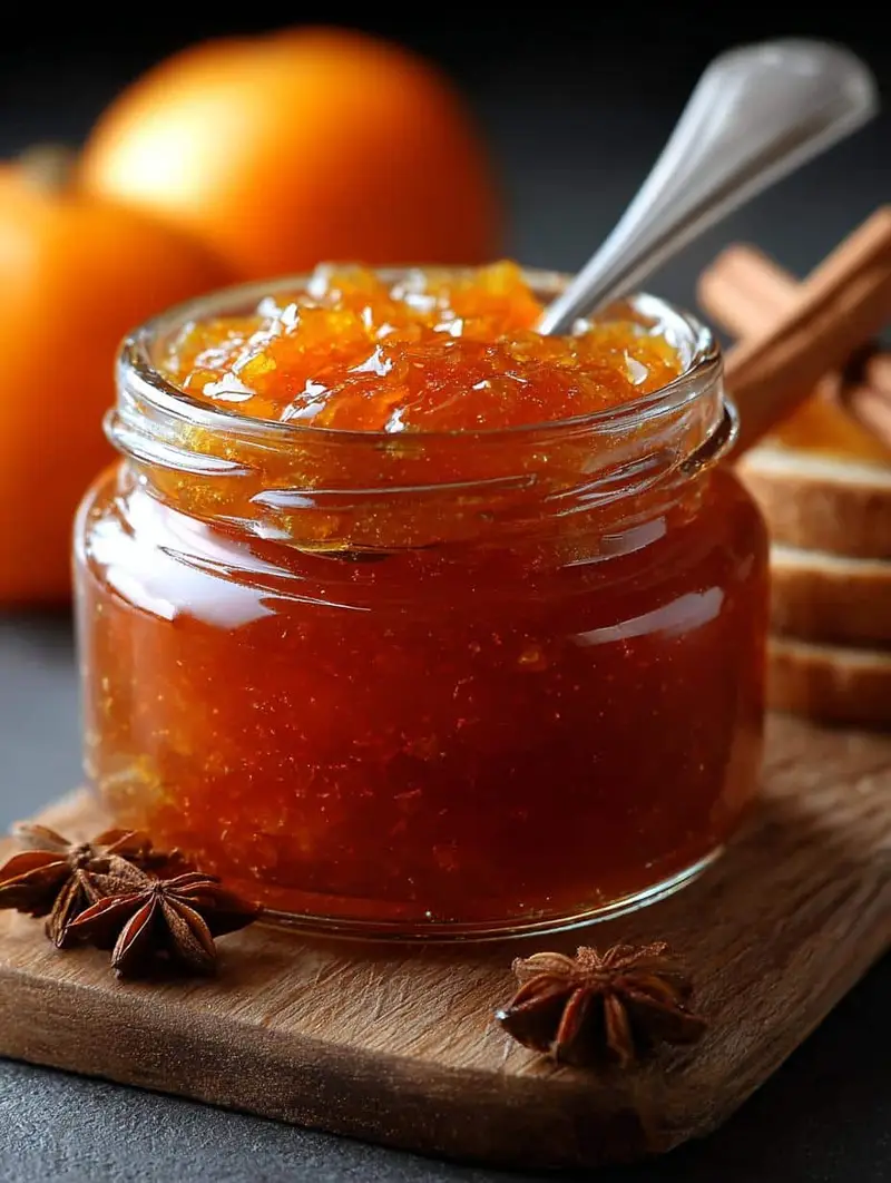 Orange Jam with Warm Spices: 6 Cozy Citrus Preserves 2 Irresistible Orange Jam with Warm Spices in a jar ready to be served