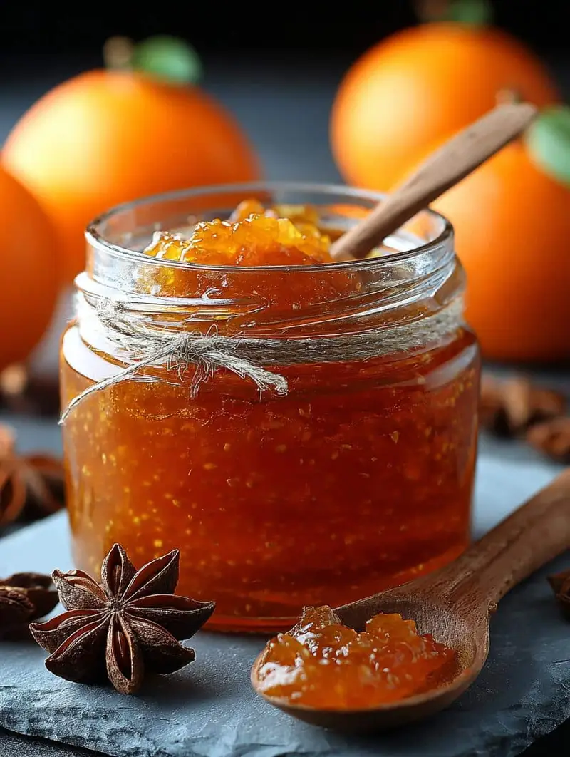 Delicious Orange Jam with Warm Spices spread on toast