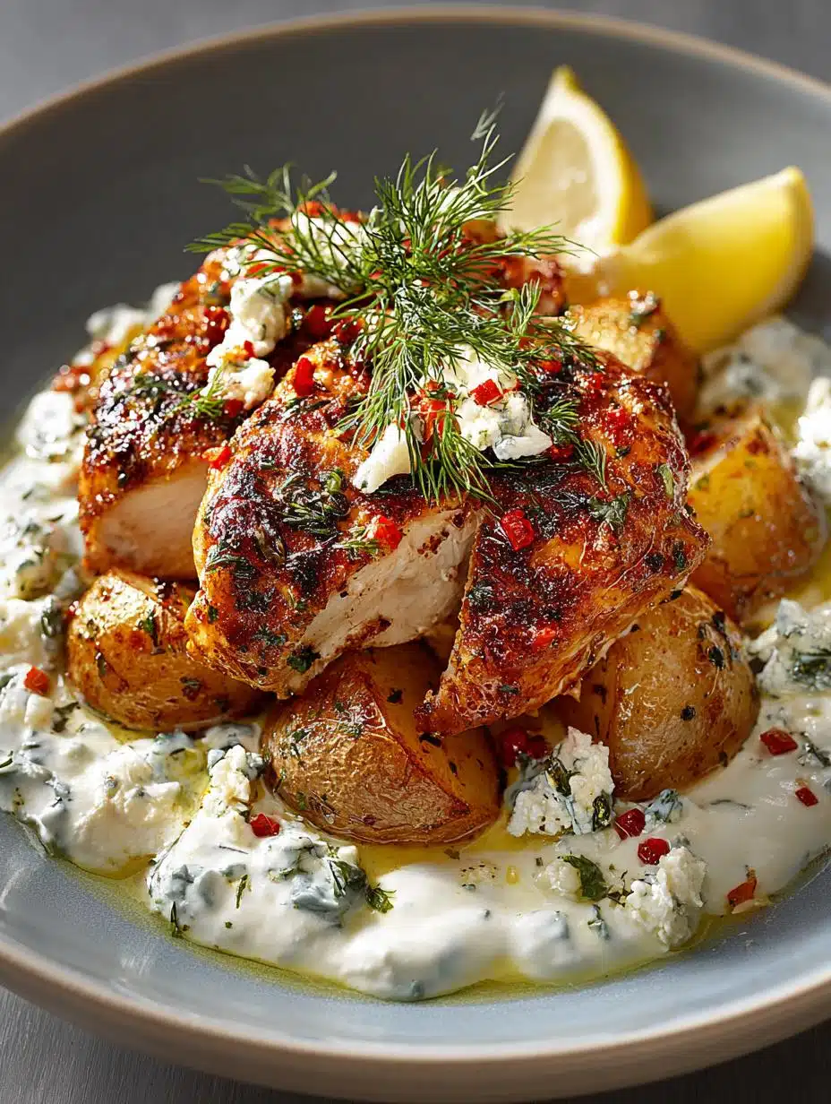 Flavorful Spicy Yogurt Marinated Chicken with Potatoes - Spicy Yogurt Marinated Chicken - main visual representation