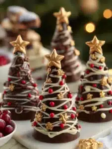 Delicious Christmas Chocolate Trees decorated with festive toppings