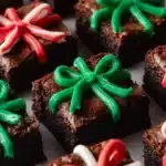 Christmas Present Brownies decorated for holiday festivities