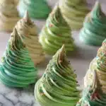 Colorful Christmas Tree Meringues decorated for the holiday season
