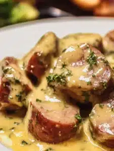 Keto-friendly Broccoli Cauliflower Au Gratin with Sausage, a creamy vegetable bake