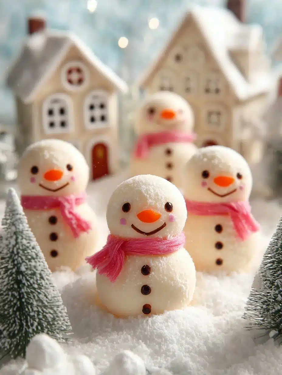 No-Bake Snowman Truffles decorated for winter festivities