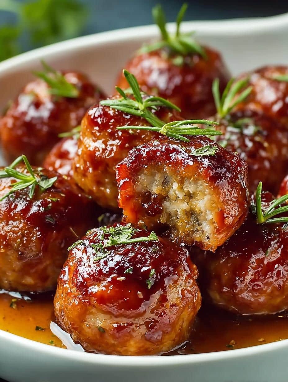 Savory Baked Ham Balls with Sweet-Tangy Glaze 3 Savory Baked Ham Balls with Sweet-Tangy Glaze - Baked Ham Balls - additional detail