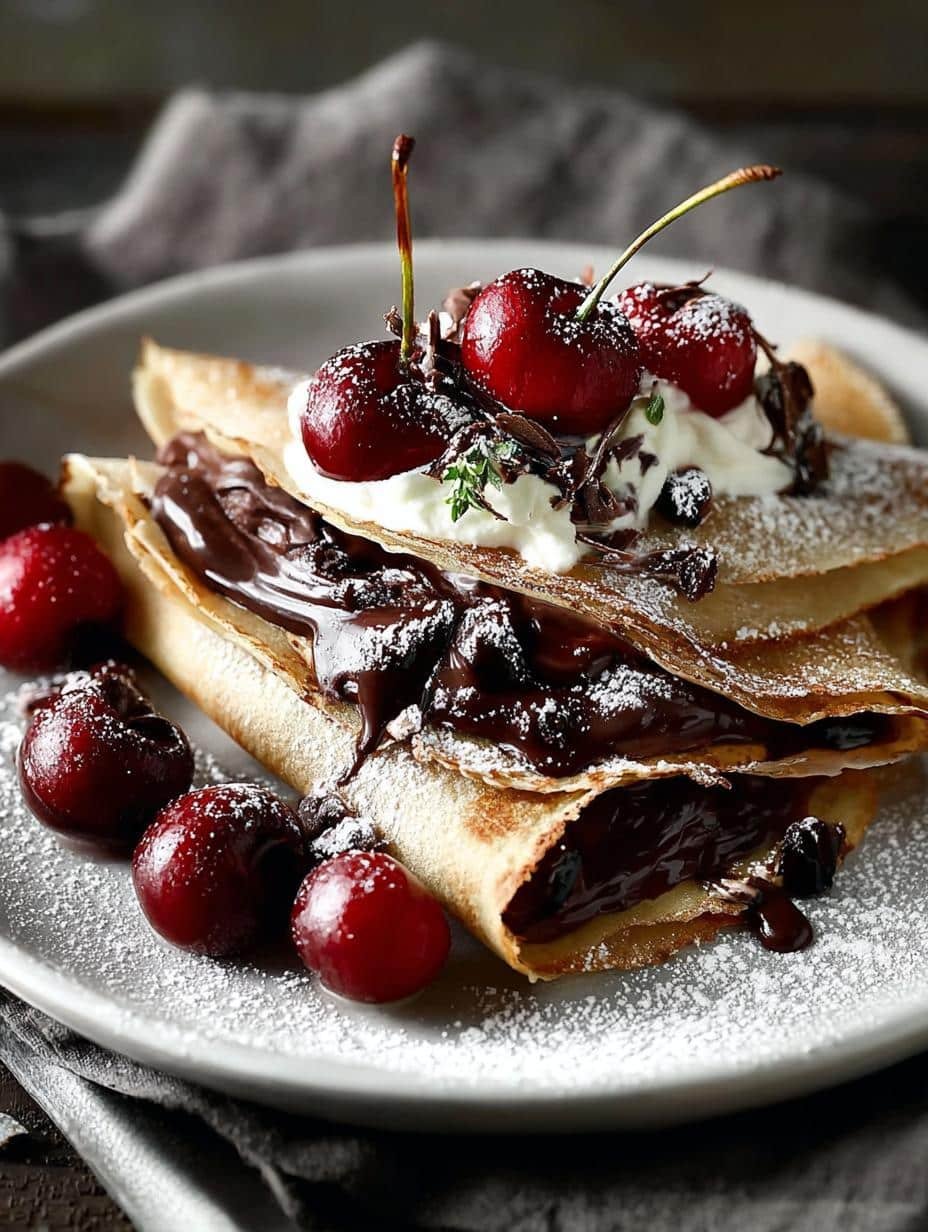 Irresistible Black Forest Crepes with Cherry Delight - Black Forest Crepes - additional detail