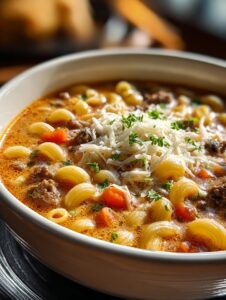 Cheeseburger Macaroni Soup Comfort