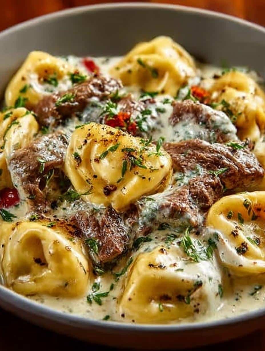 Cheesesteak Tortellini Creamy Provolone