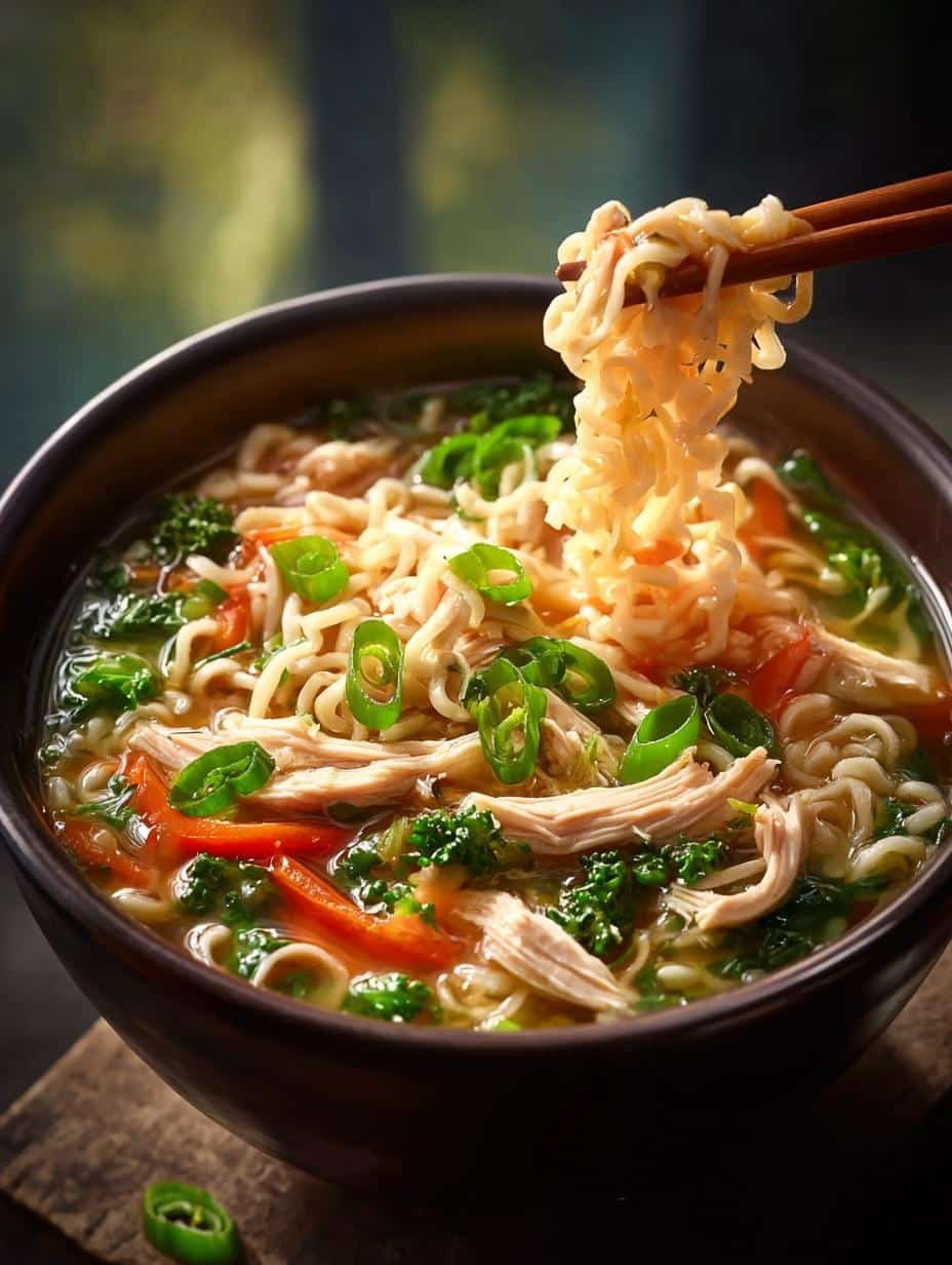 Colorful ingredients for Chicken Vegetable Pot Noodle