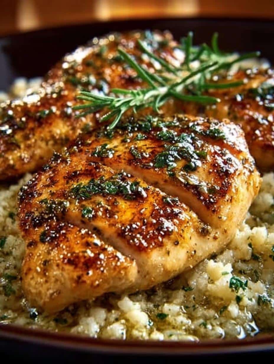 Delicious Chicken with Garlic Parmesan garnished with parsley