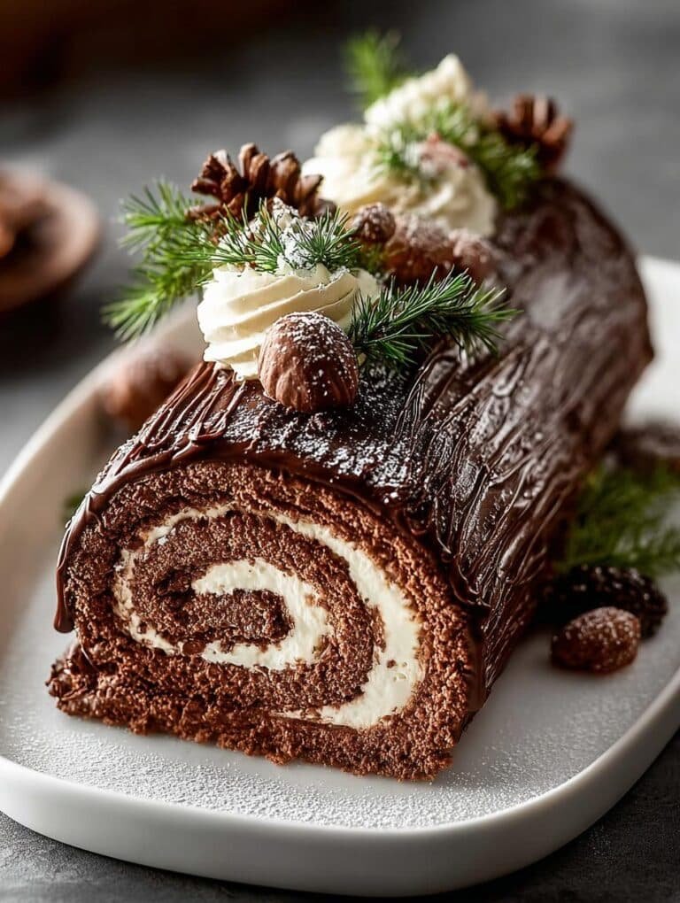 Chocolate Yule Log Cake