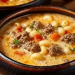 Cozy Cheeseburger Macaroni Soup