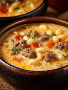 Cozy Cheeseburger Macaroni Soup