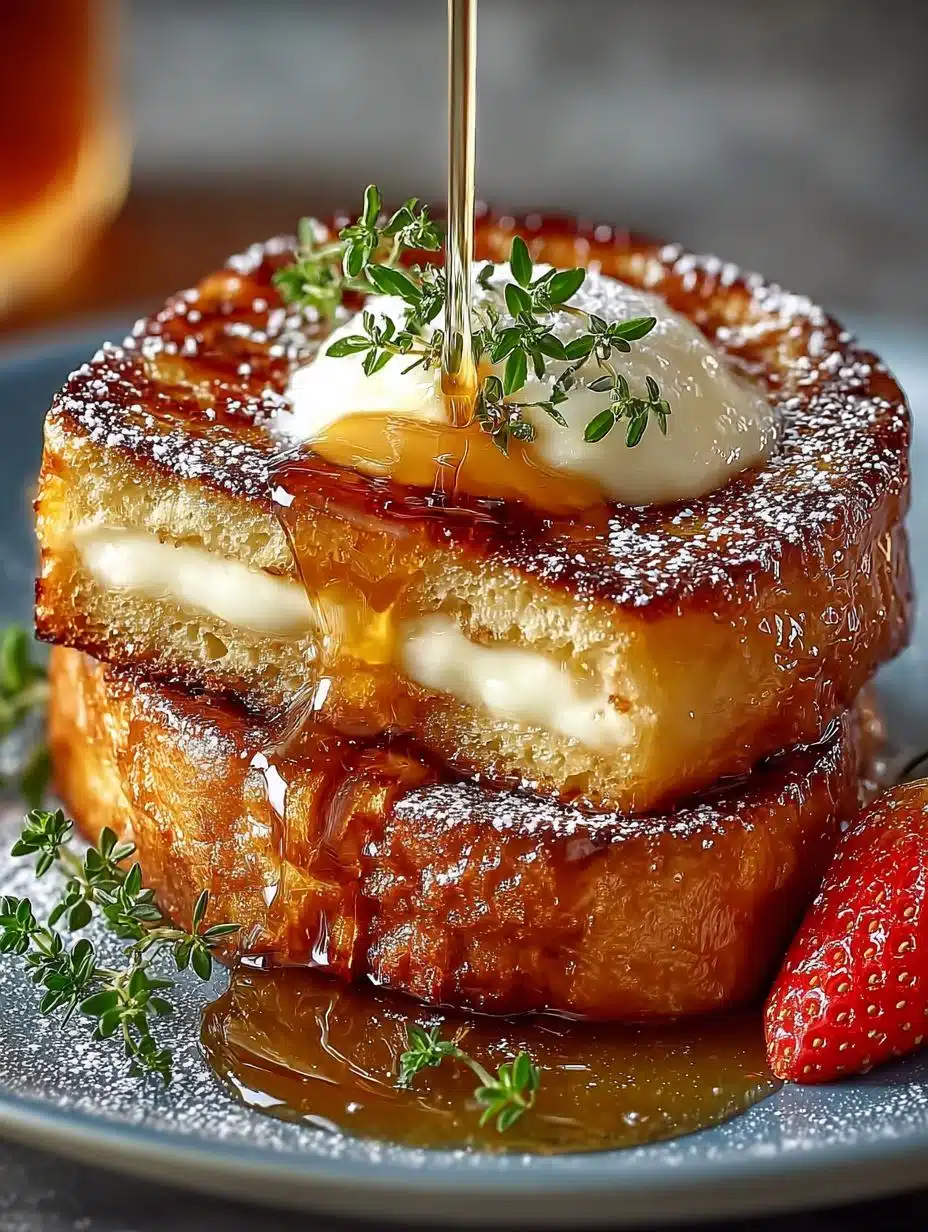 Delicious Creme Brulee French Toast served with fresh berries and whipped cream